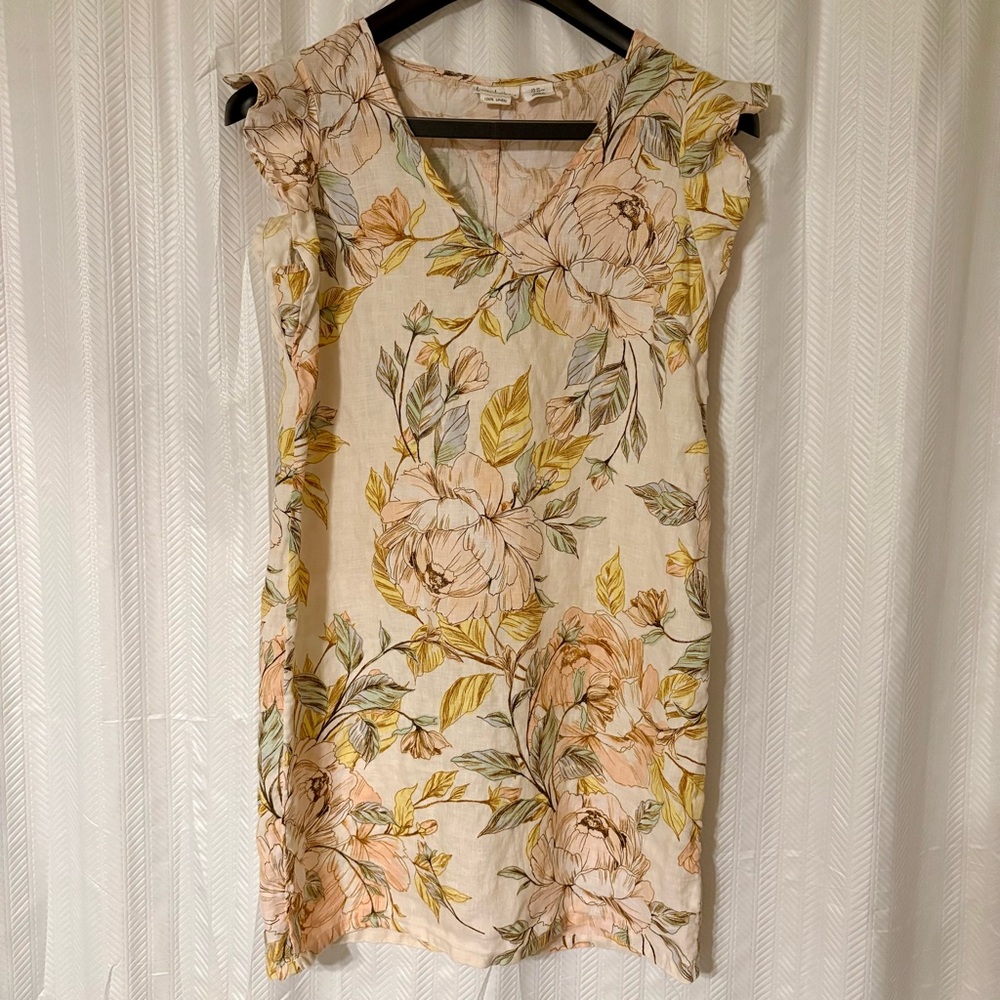Nicole Miller Linen Dress. Floral Dress. Great Condition. Size XS